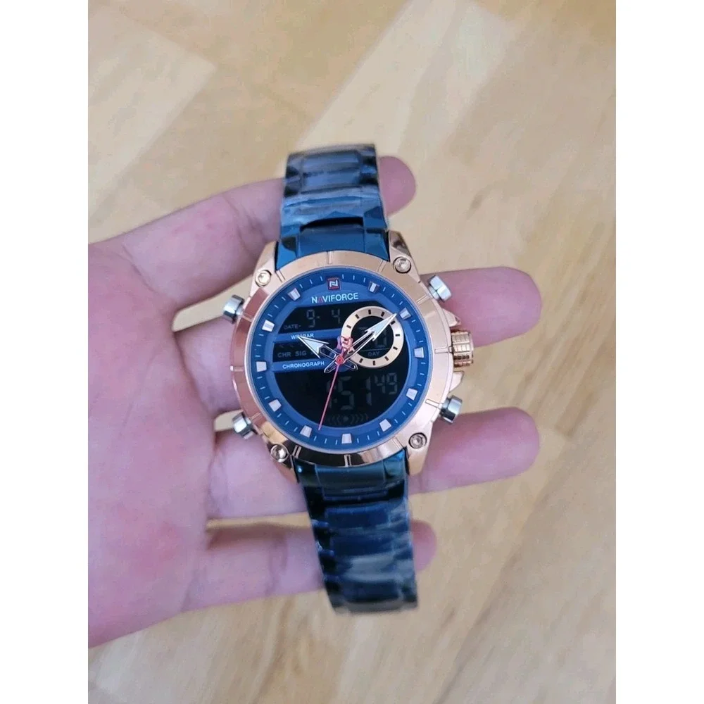 Naviforce Dual Display Watch in Stainless Steel For Men‎
